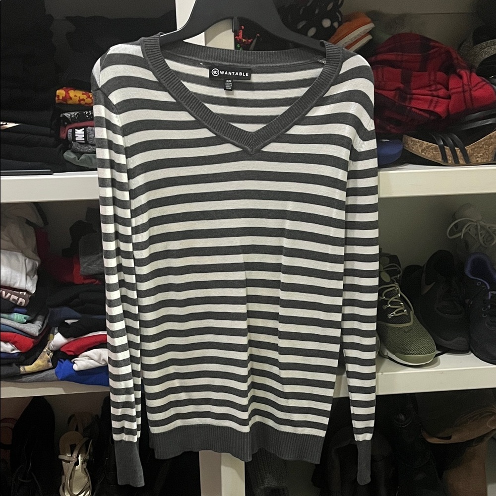 Gray Striped Women’s Sweater